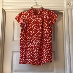 Solution brand blouse, fun frilly sleeves and choker-style neckline